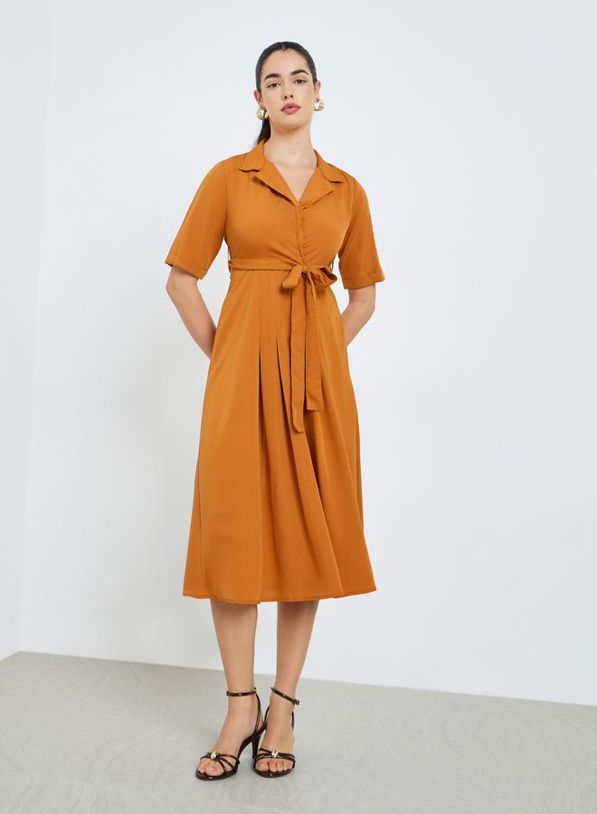 Styli Women Orange Solid Midi Blazer Dress - Image 3